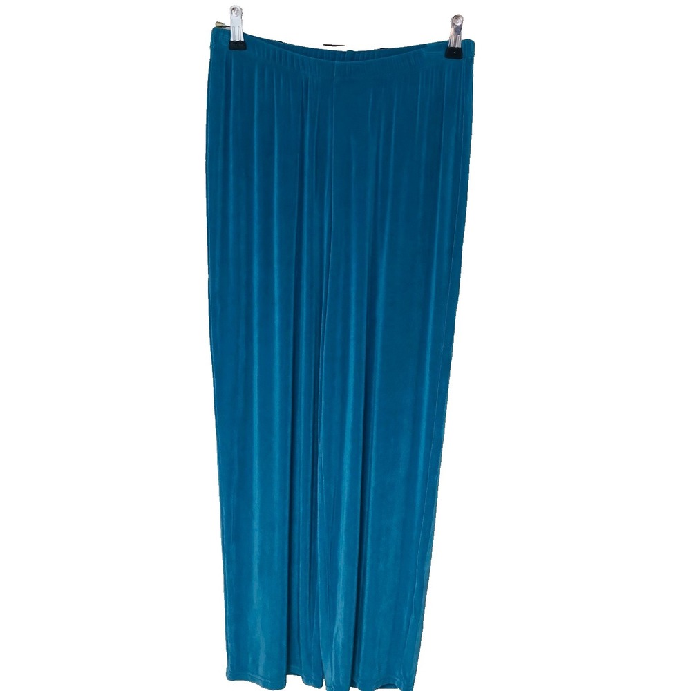 Citiknits Crop Pants Women S Mallard‎ Blue Slinky Jersey No Wrinkle Hi Rise USA